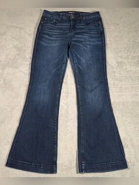 Rank 45 Womens Flare Jeans 32W 32L Dark Wash Stretch Bootcut Denim Boho Western